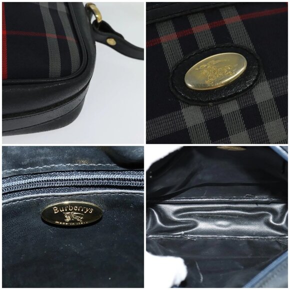 BURBERRY Nova Check Hand Bag Canvas Navy Auth JB069 - Picture 3 of 15